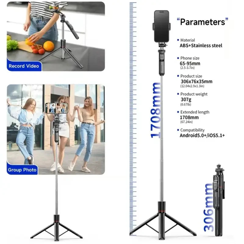Adjustable Camera Tripod with Bluetooth Remote